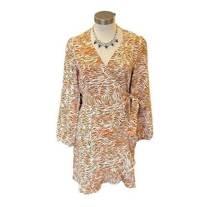 Little Moon Julep Wrap Dress Animal Print Giselle Amber Earth Print Sz. M